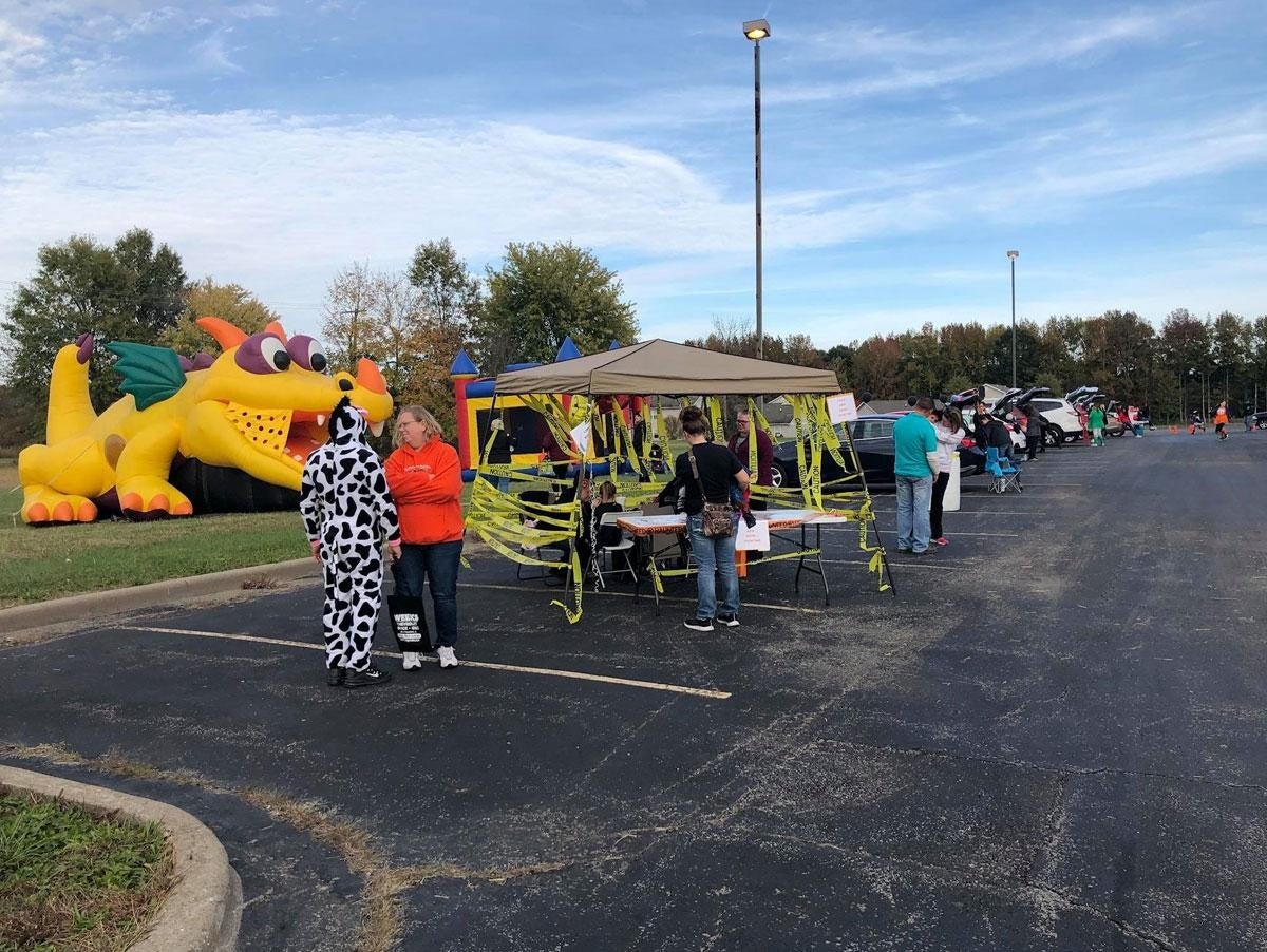 Tent set up for the Trunk or Treat Event